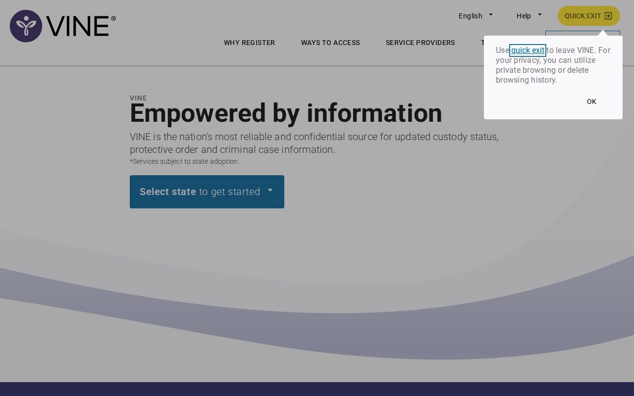 VINELink inmate check entry page for Mississippi County Arkansas custody